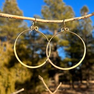 14 K Gold Fill Hoop Earrings Hammered Metal, Handmade